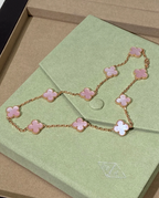[⭐JeweliWhal Jewellery] Pink Necklace with Ten Clover Designs