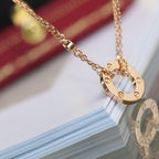 [⭐JeweliWhal]LOVE NECKLACE ADJUSTABLE ROSE GOLD 2 DIAMOND
