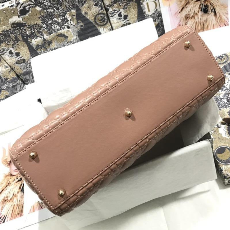 ラージ レディーバッグ 32cm ベージュ カナージュ ラムスキン