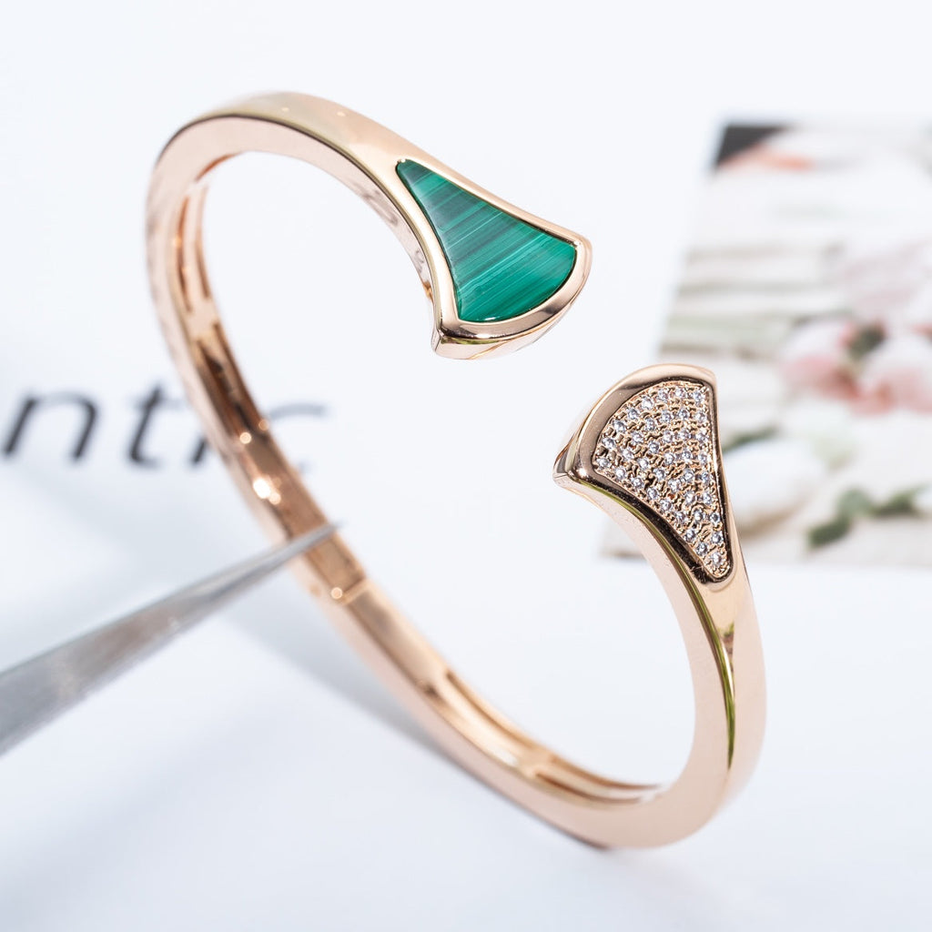 [⭐JeweliWhal]ドリームブレスレット オープン マラカイト ピンクゴールド