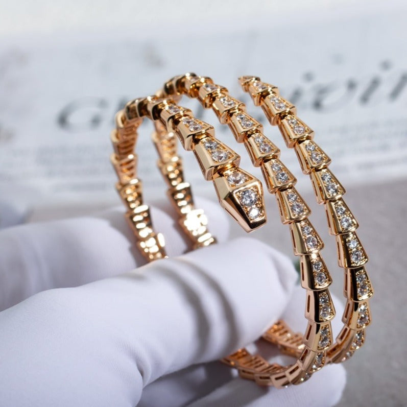 [⭐JeweliWhal]SERPENTI BRACELET PINK GOLD DIAMOND DOUBLE ROW