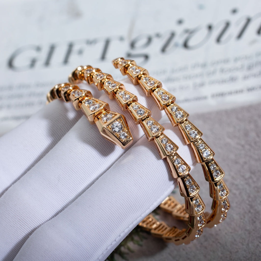 [⭐JeweliWhal]SERPENTI BRACELET PINK GOLD DIAMOND DOUBLE ROW