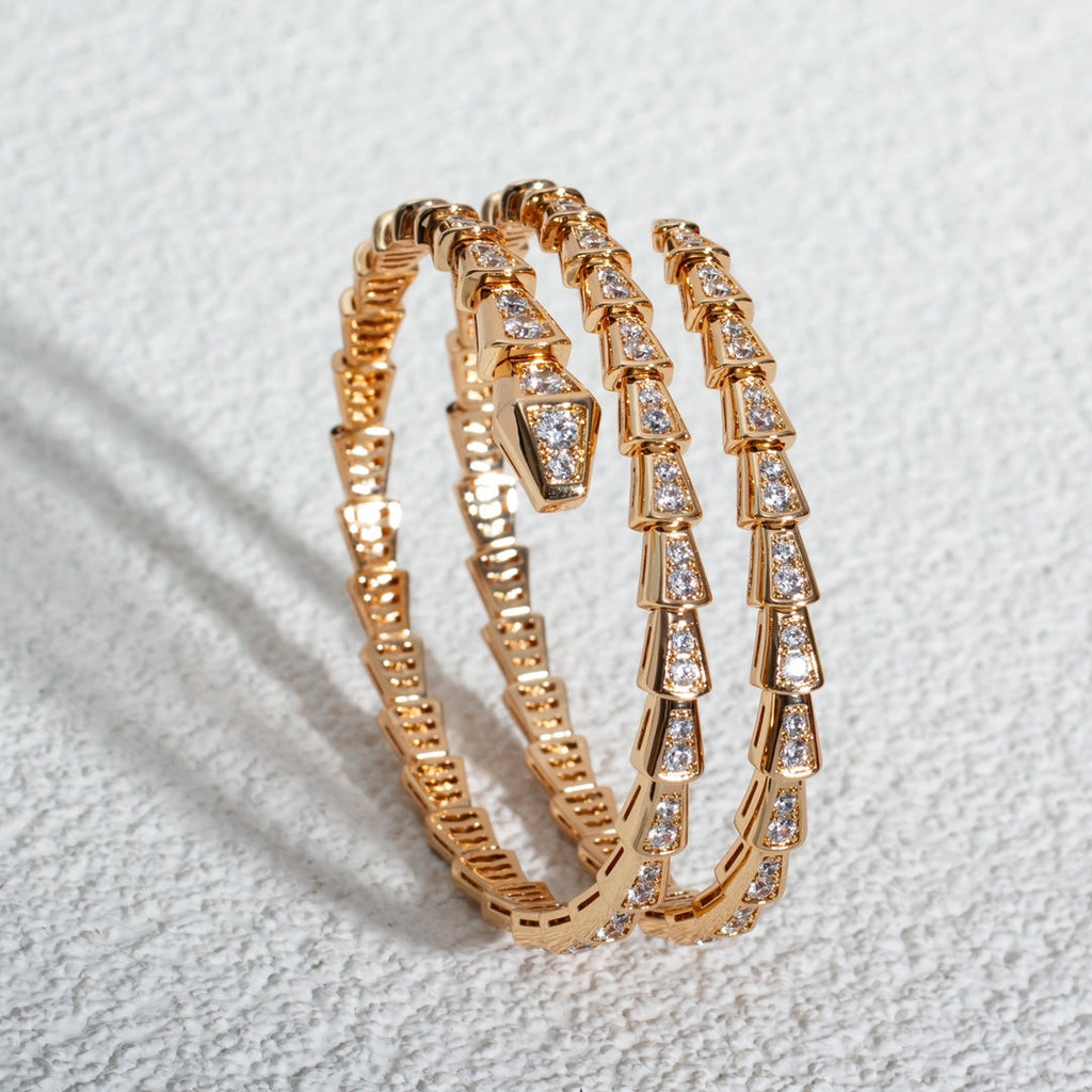 [⭐JeweliWhal]SERPENTI BRACELET PINK GOLD DIAMOND DOUBLE ROW