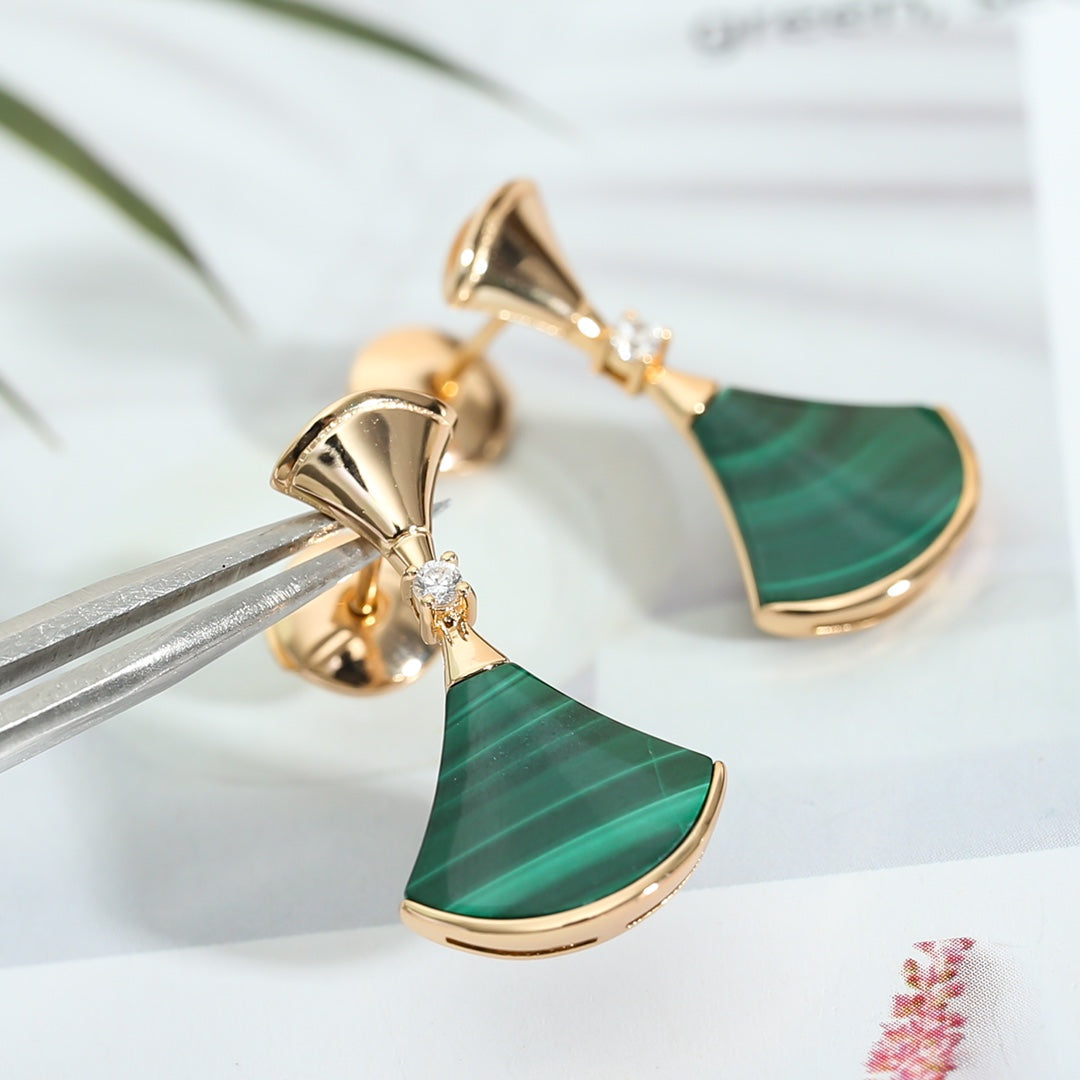 [⭐JeweliWhal]DREAM MALACHITE PINK GOLD EARRINGS