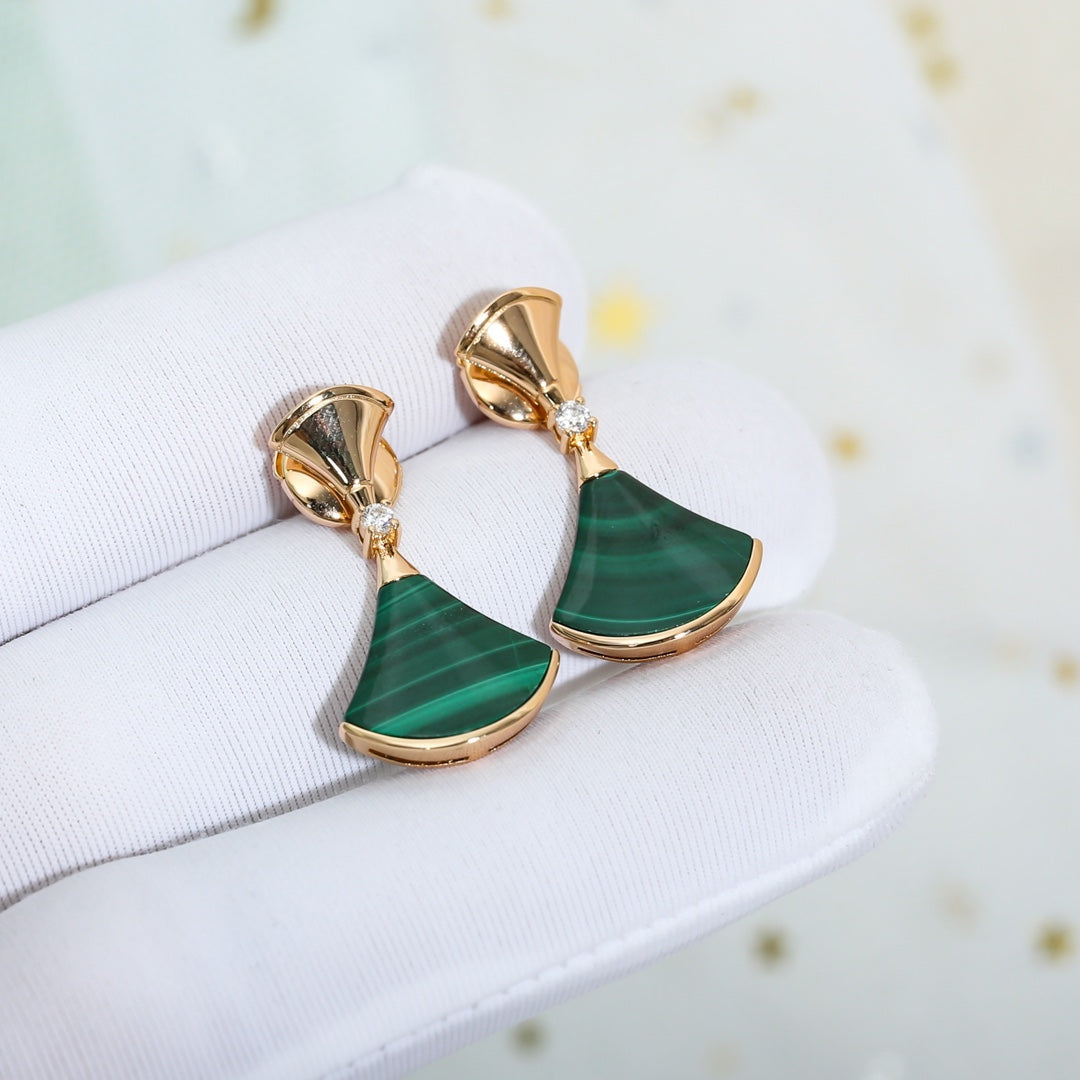 [⭐JeweliWhal]DREAM MALACHITE PINK GOLD EARRINGS