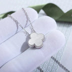 [⭐JeweliWhal]CLOVER  15MM DIAMOND LASER NECKLACE SILVER