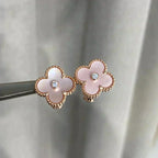 [⭐JeweliWhal]CLOVER MEDIUM 1 MOTIFS  PINK MOP DIAMOND EARRINGS