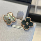 [⭐JeweliWhal]CLOVER MEDIUM 1 MOTIFS GRAY MOP  DIAMOND EARRINGS