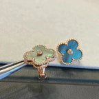 [⭐JeweliWhal]CLOVER MEDIUM 1 MOTIFS GRAY MOP  DIAMOND EARRINGS