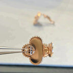 [⭐JeweliWhal]CLOVER MEDIUM 1 MOTIFS GRAY MOP  DIAMOND EARRINGS