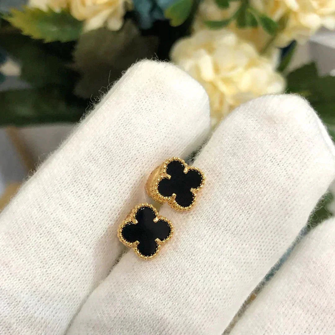 [⭐JeweliWhal]CLOVER MINI 9.5MM BLACK MOP EARRINGS