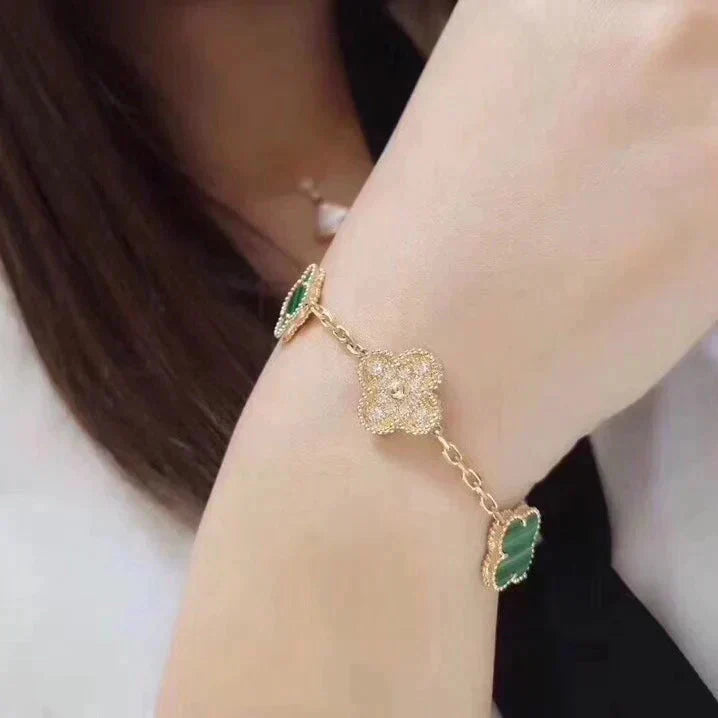 [⭐JeweliWhal] مجموعة سوار CLOVER 5 MOTIF MALACHITE