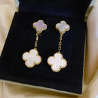 [⭐JeweliWhal]CLOVER 2 MOTIF WHITE MOP EARRINGS