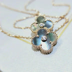 [⭐JeweliWhal]CLOVER 15MM DIAMOND AND MOTHER-OF-GREY NECKLACE
