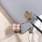 [⭐JeweliWhal]CLOVER MEDIUM 1 MOTIFS  PINK MOP DIAMOND EARRINGS