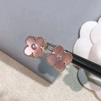 [⭐JeweliWhal]CLOVER MEDIUM 1 MOTIFS  PINK MOP DIAMOND EARRINGS