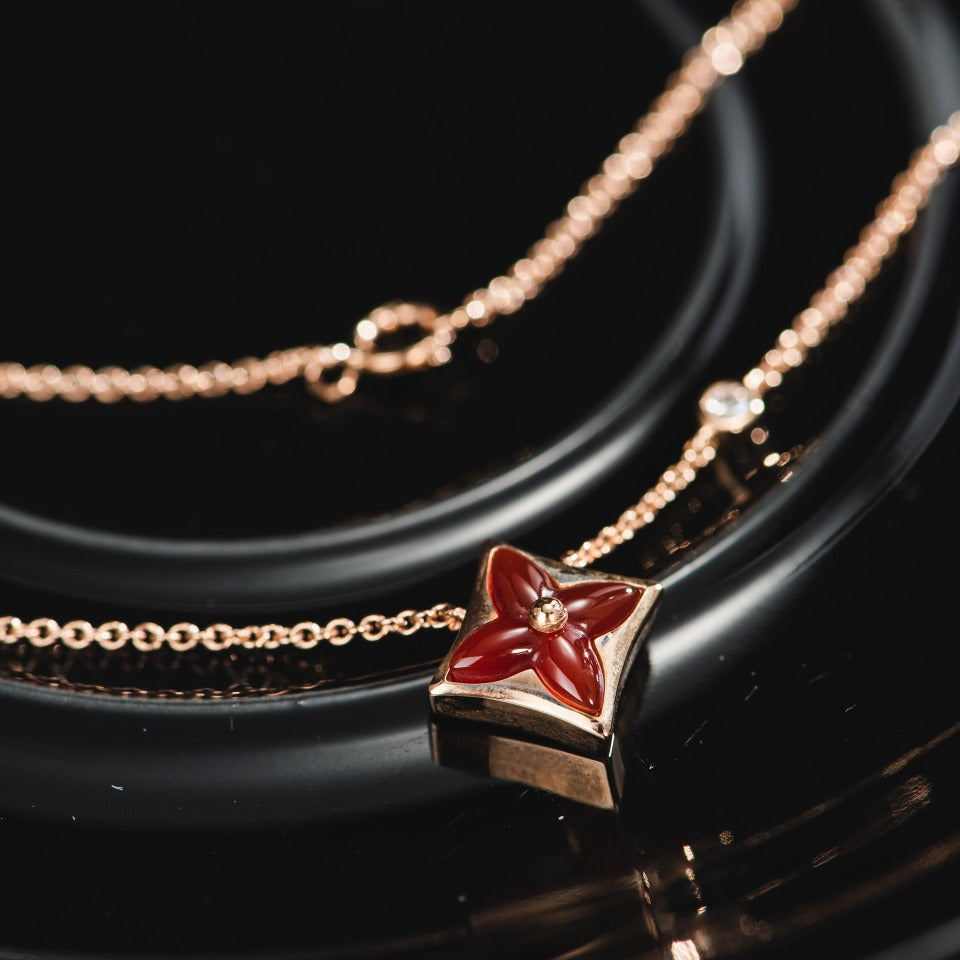 [⭐JeweliWhal]STAR NECKLACE PINK GOLD 1 DIAMOND