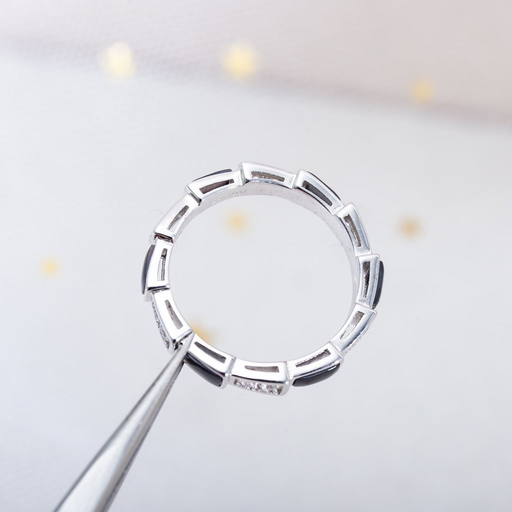 [⭐JeweliWhal]SERPENTI RING SILVER DIAMOND BLACK MOP 3MM