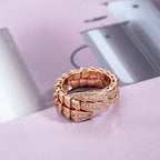 [⭐JeweliWhal]SERPENTI RING PINK GOLD DIAMOND DOUBLE ROW