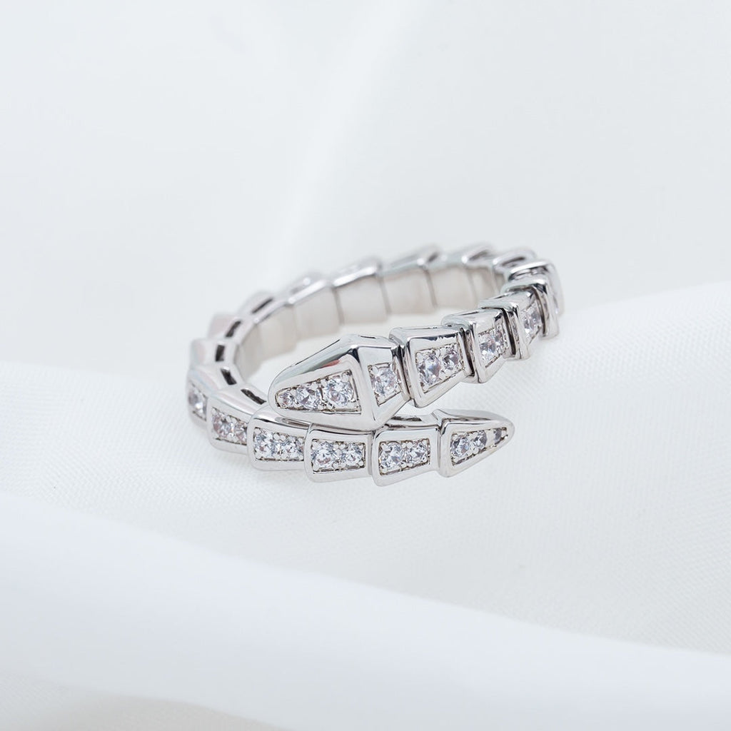 [⭐JeweliWhal]خاتم SERPENTI فضة مرصع بالماس 4MM