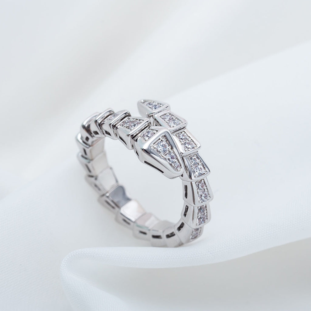 [⭐JeweliWhal]خاتم SERPENTI فضة مرصع بالماس 4MM