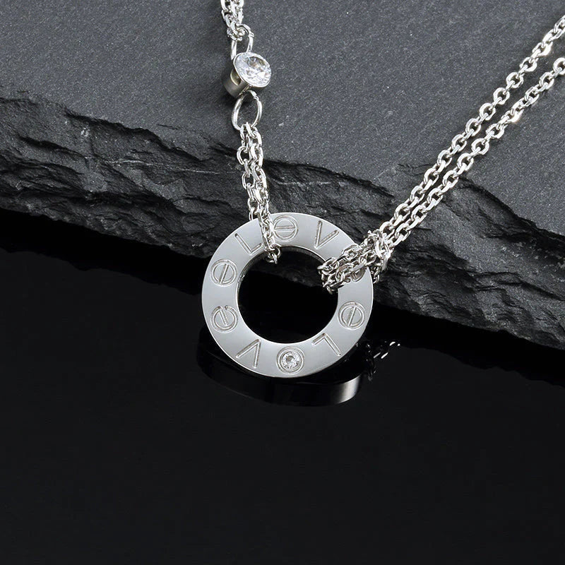 [⭐JeweliWhal]LOVE NECKLACE 16MM 2 DIAMONDS
