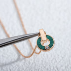 [⭐JeweliWhal]ガリネックレス ピンクゴールド マラカイト