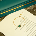[⭐JeweliWhal]SUN MALACHITE 1 DIAMOND PINK GOLD BRACELET