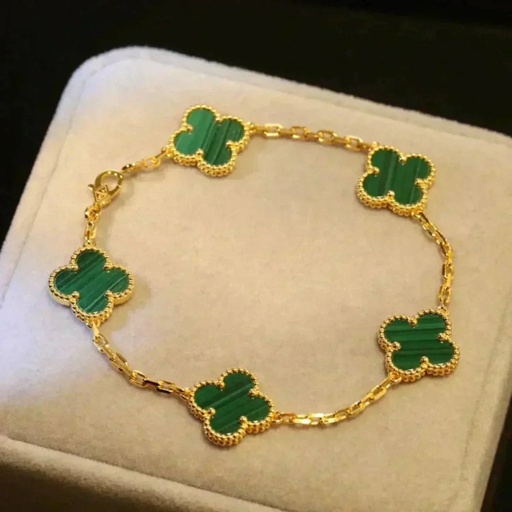 [⭐JeweliWhal] مجموعة سوار CLOVER 5 MOTIF MALACHITE