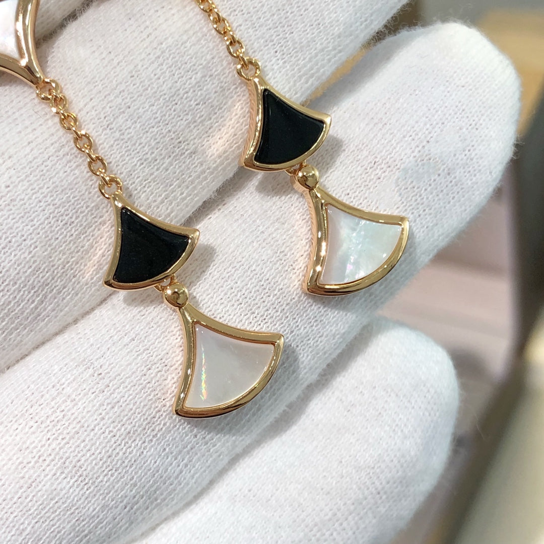 [⭐JeweliWhal]ドリームイヤリング 3モチーフ オニキス モップ ピンクゴールド