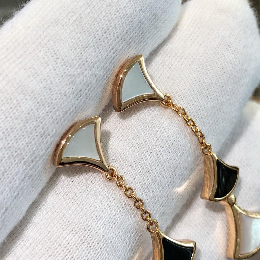 [⭐JeweliWhal]ドリームイヤリング 3モチーフ オニキス モップ ピンクゴールド