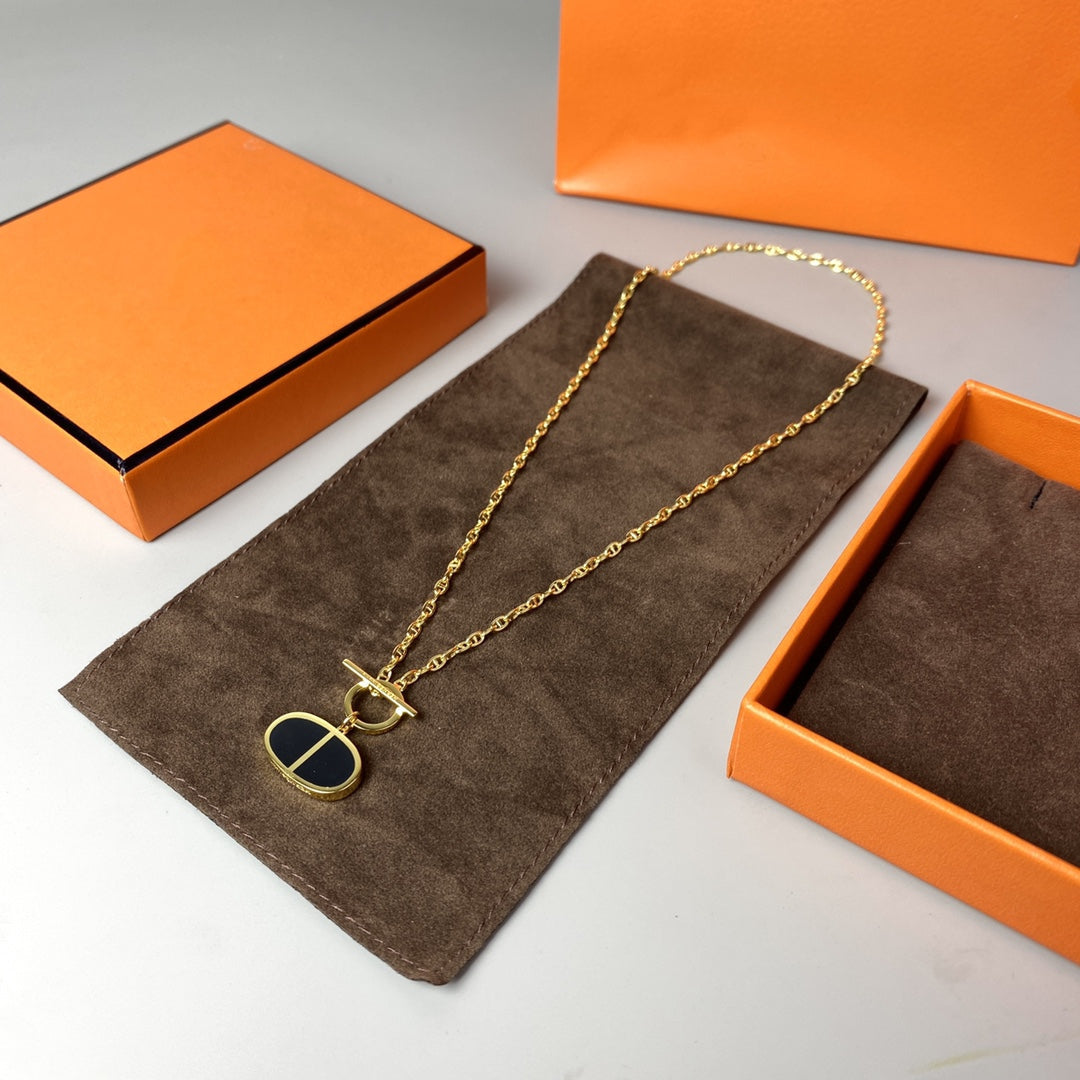 [⭐JeweliWhal]CHAINE VERSO BLACK CERAMIC NECKLACE