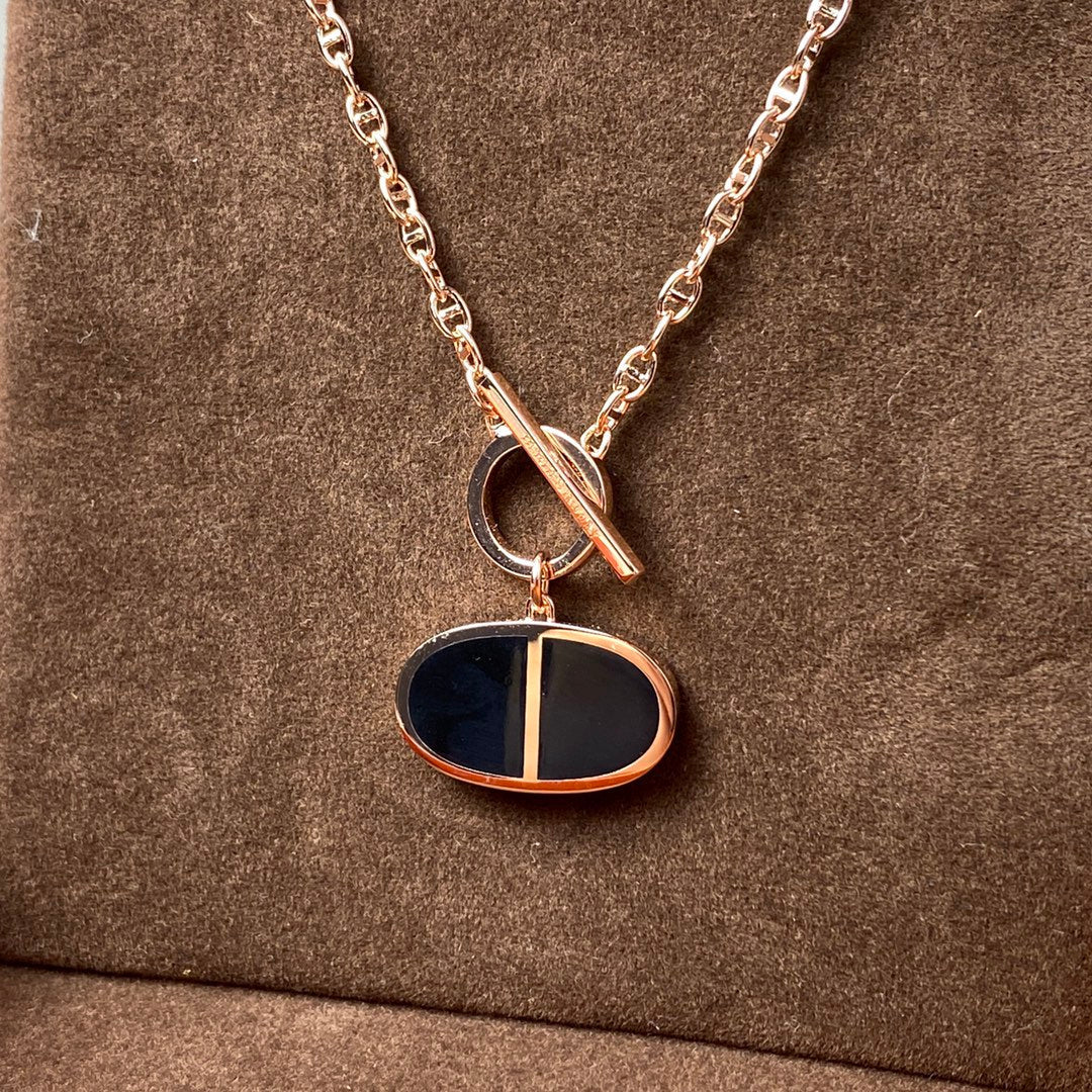 [⭐JeweliWhal]CHAINE VERSO BLACK CERAMIC NECKLACE