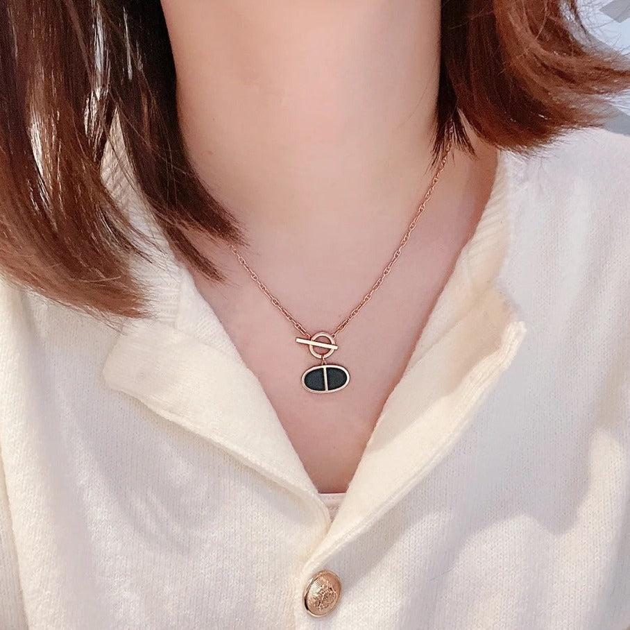 [⭐JeweliWhal]CHAINE VERSO BLACK CERAMIC NECKLACE