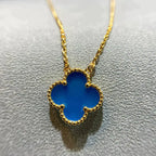 [⭐JeweliWhal]CLOVER 15MM BLUE AGATE NECKLACE