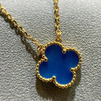 [⭐JeweliWhal]CLOVER 15MM BLUE AGATE NECKLACE
