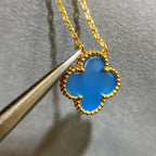 [⭐JeweliWhal]CLOVER 15MM BLUE AGATE NECKLACE