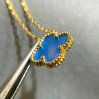 [⭐JeweliWhal]CLOVER 15MM BLUE AGATE NECKLACE