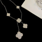 [⭐JeweliWhal]CLOVER 5 MOTIFS SILVER DIAMONDS NECKLACE