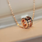 [⭐JeweliWhal]ZERO 1 ROCK PENDANT PINK GOLD BLACK NECKLACE