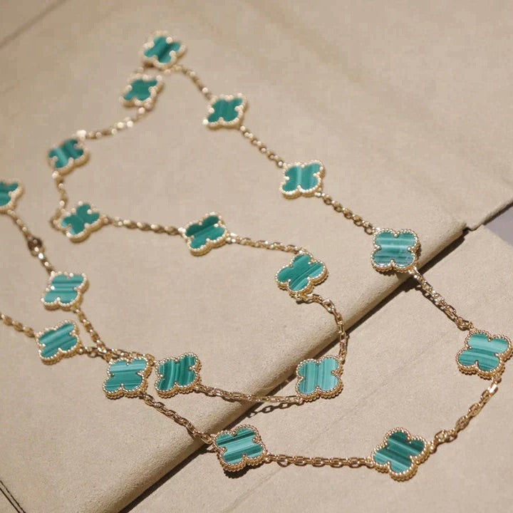 [⭐JeweliWhal]クローバー 20モチーフ マラカイト ゴールド