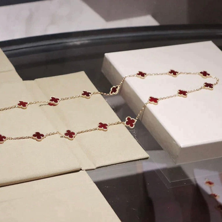 [⭐JeweliWhal]CLOVER 20 MOTIFS CARNELIAN NECKLACE