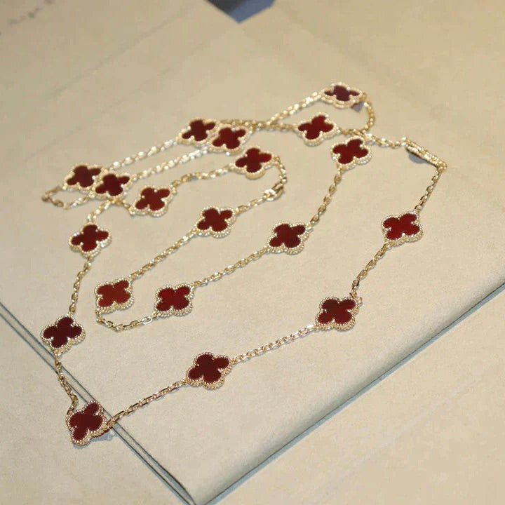 [⭐JeweliWhal]CLOVER 20 MOTIFS CARNELIAN NECKLACE