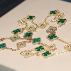 [⭐JeweliWhal]CLOVER 20 MOTIFS MALACHITE DIAMOND NECKLACE