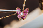 [⭐JeweliWhal]BUTTERFLY RED DIAMOND ROSE GOLD NECKLACE
