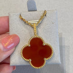 [⭐JeweliWhal]CLOVER 25MM NECKLACE GOLD CARNELIAN
