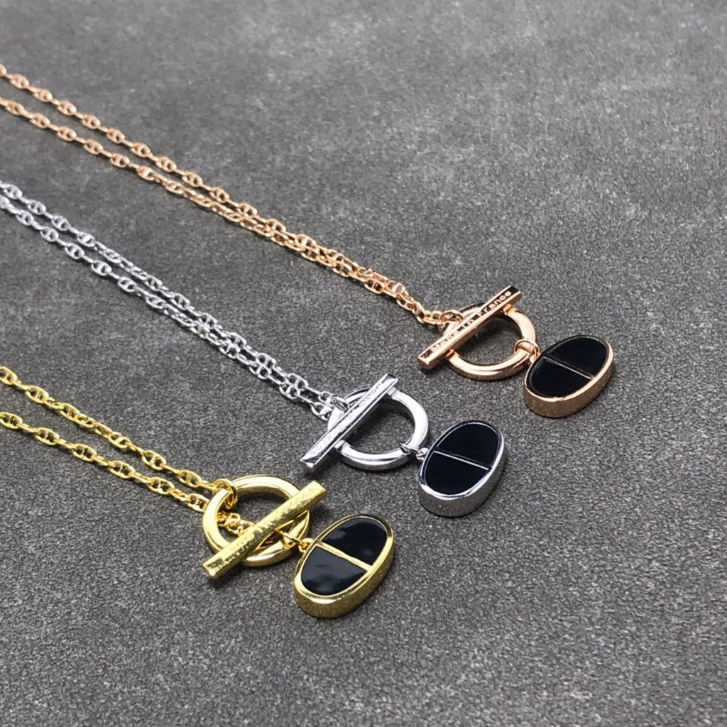 [⭐JeweliWhal]CHAINE VERSO BLACK CERAMIC  NECKLACE
