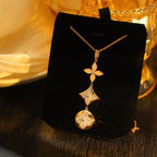 [⭐JeweliWhal]STAR AND SUN DIAMOND PINK GOLD NECKLACE