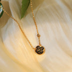 [⭐JeweliWhal]SUN PEDANT PINK GOLD 1 DIAMOND NECKLACE