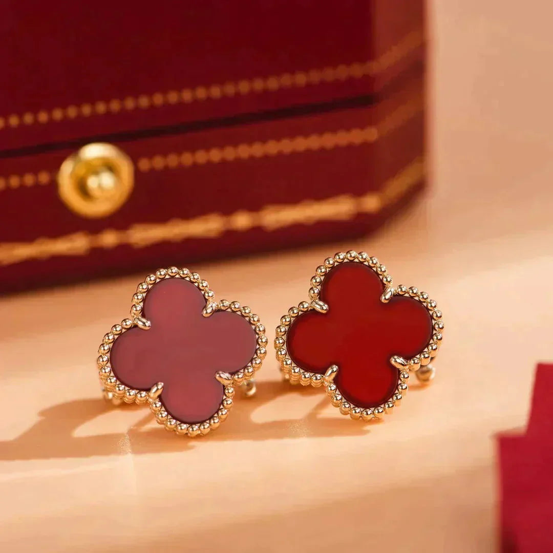 [⭐JeweliWhal]CLOVER MEDIUM 1 MOTIFS CARNELIAN  EARRINGS